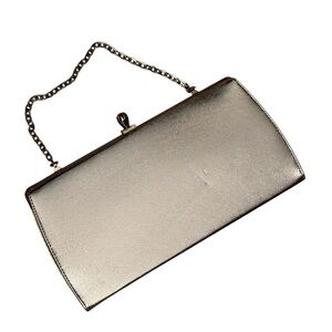 Elegant Vintage John Hart Silver  Metallic Clutch wristlet 1950s